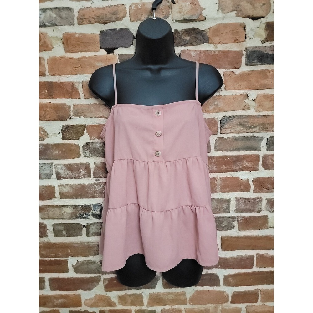 Anthropologie Paper Crane Camisole Womens Small Peach 3 Tiered Layered Tank